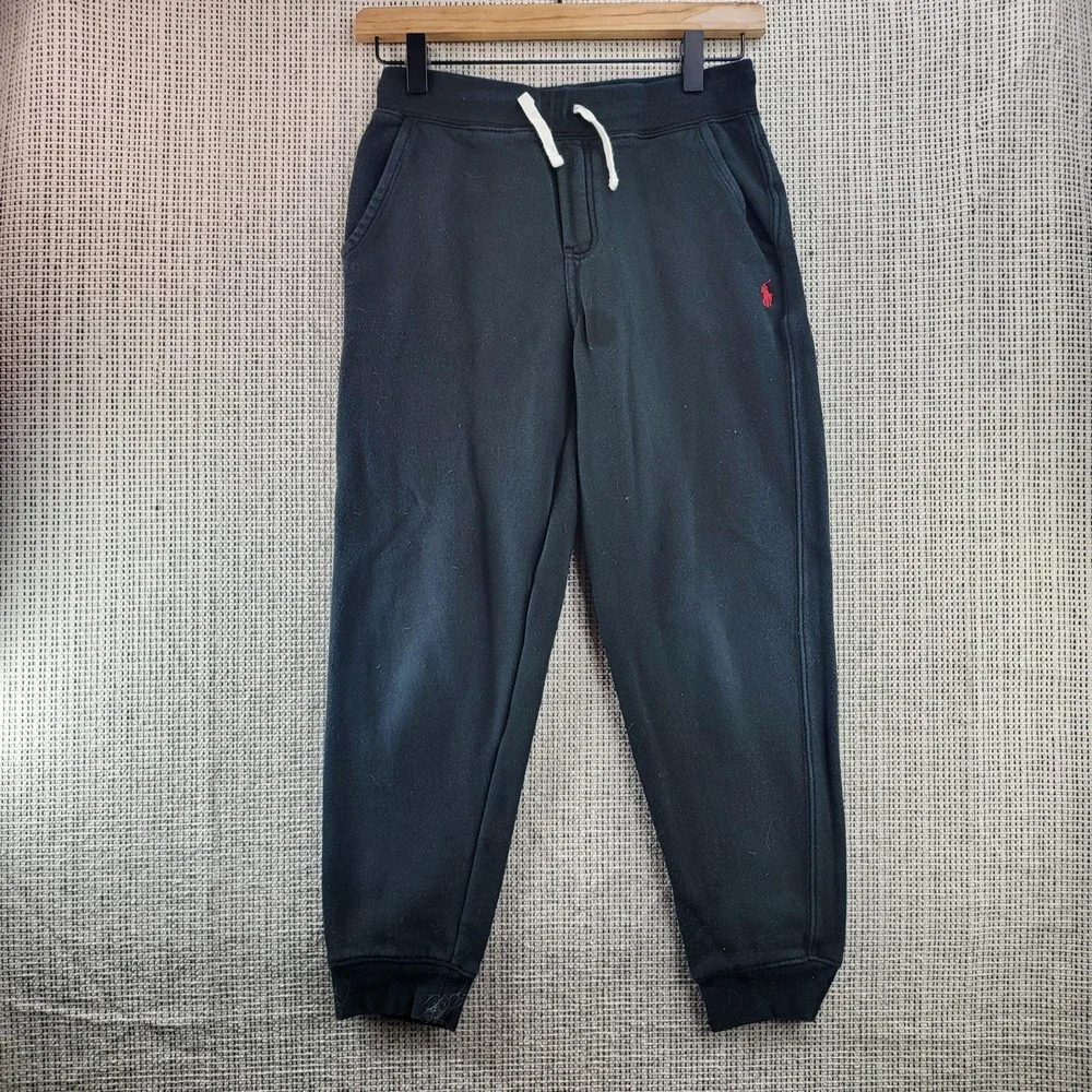 Polo Ralph‎ Lauren Pants Boys Medium (10-12) Black Sweatpants Joggers Cuffed